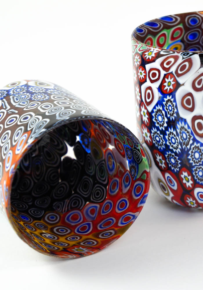 Patchwork - Set Of Two Murano Drinking Glasses - Made Murano