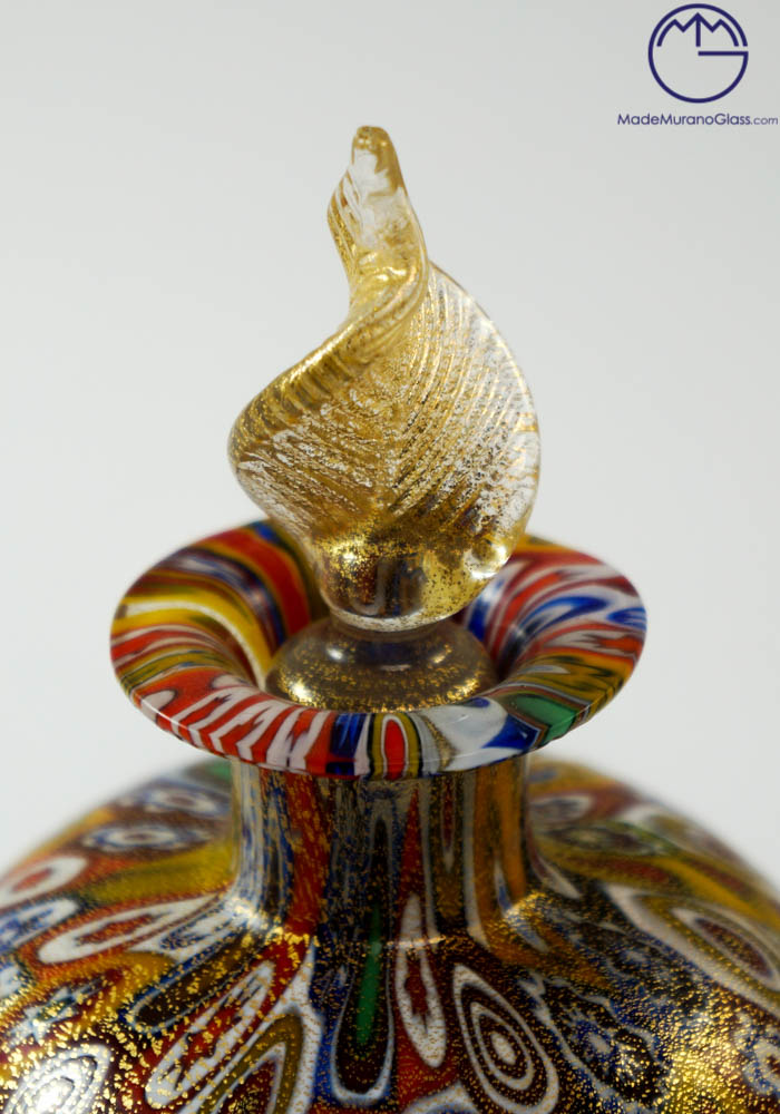 Erica Fragrance Bottle In Murano Glass With Murrina And Gold 24