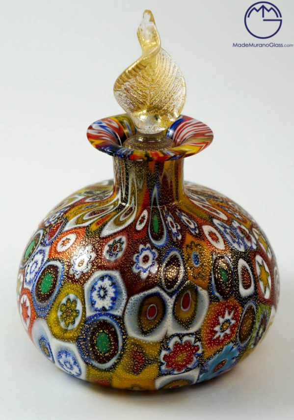 Erica - Fragrance Bottle In Murano Glass With Murrina And Gold 24 Carats