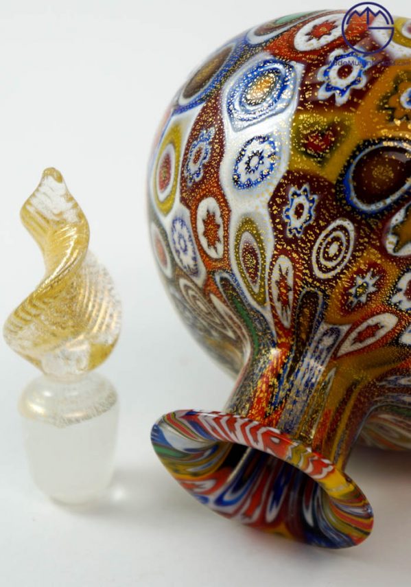 Erica - Fragrance Bottle In Murano Glass With Murrina And Gold 24 Carats