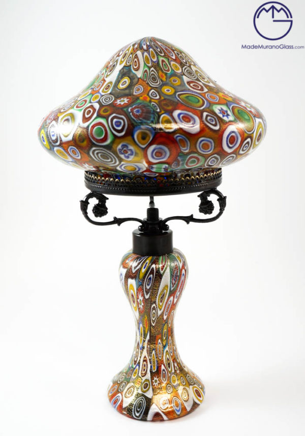 Venetian Glass Lamps With Murrina Millefiori And Gold 24 Carats