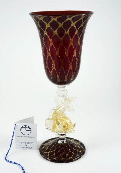 Venetian Glass Goblet With Gold 24 Carats – Murano Glass