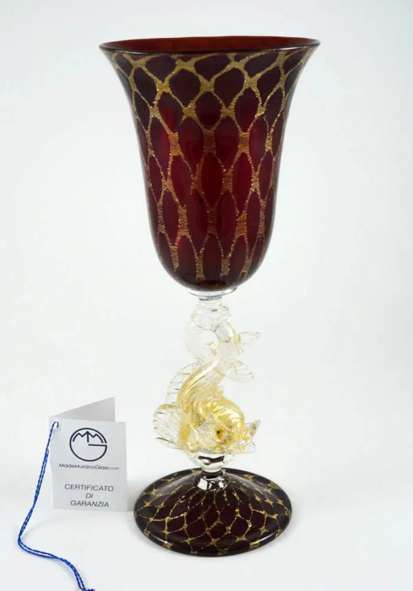 Venetian Glass Goblet With Gold 24 Carats - Murano Glass