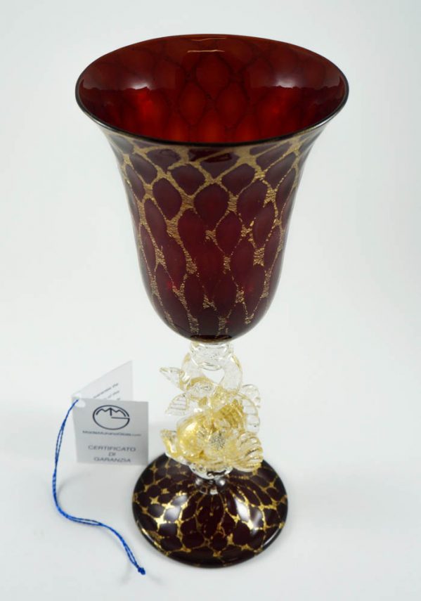 Venetian Glass Goblet With Gold 24 Carats - Murano Glass
