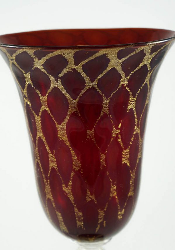 Venetian Glass Goblet With Gold 24 Carats - Murano Glass