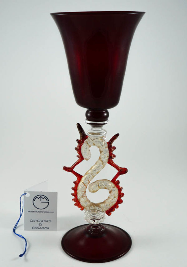 Venetian Glass Goblet With Gold 24 Carats - Murano Collection