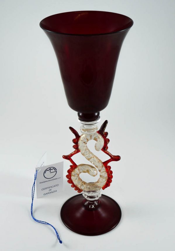Venetian Glass Goblet With Gold 24 Carats - Murano Collection