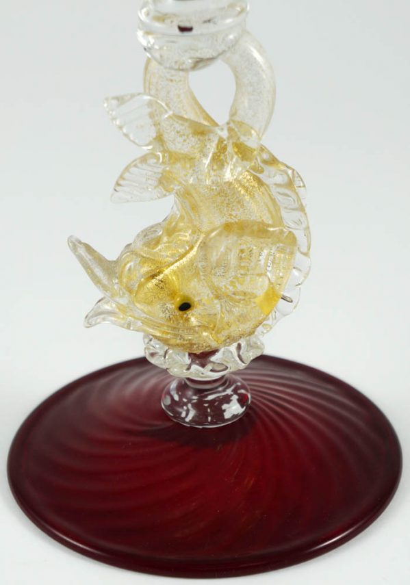 Candles Holder In Murano Glass With Gold 24 Carats - Murano Art