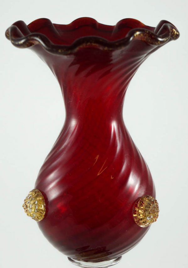 Candles Holder In Murano Glass With Gold 24 Carats - Murano Art