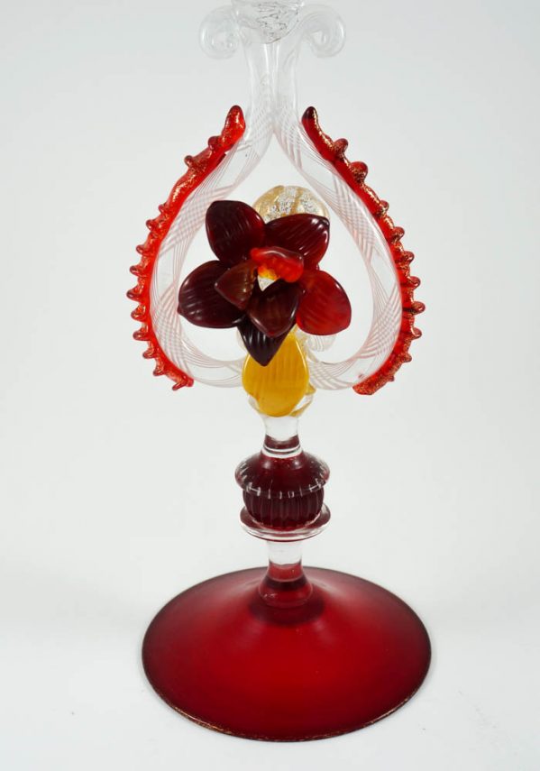 Venetian Glass Big Goblet With “Zanfrico” - Murano Art