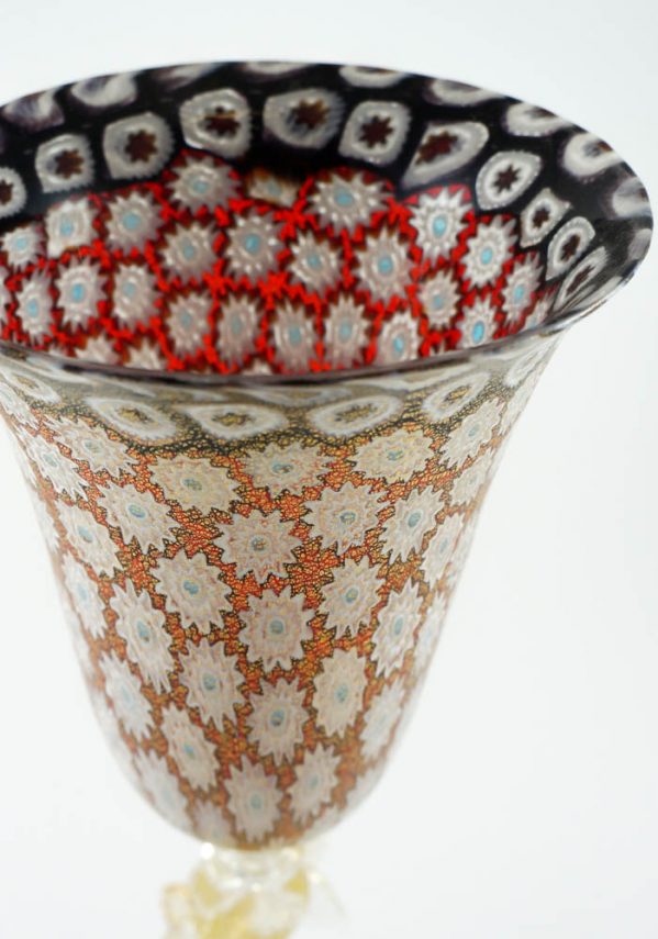 Venetian Glass Goblet With Murrina And Gold - Murano Wine Glasses