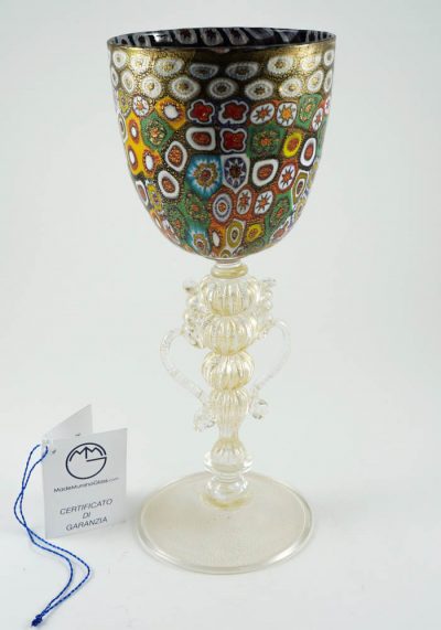 Venetian Glass Goblet With Murrina And Gold – Murano Glass