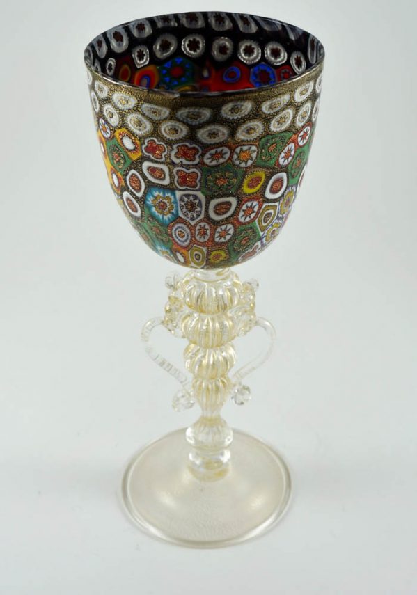 Venetian Glass Goblet With Murrina And Gold - Murano Glass