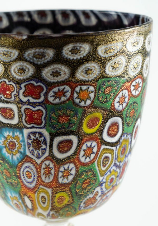 Venetian Glass Goblet With Murrina And Gold - Murano Glass