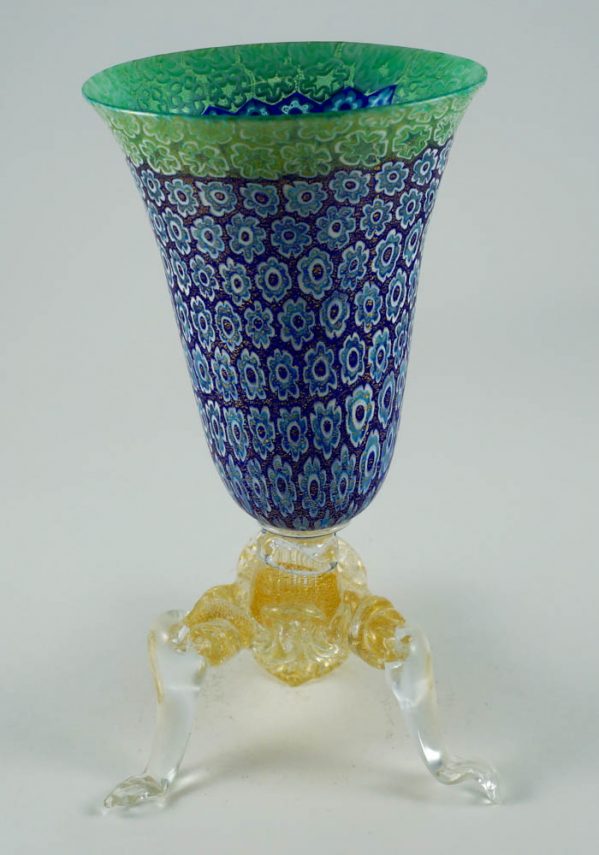 Venetian Glass Goblet With Murrina And Gold
