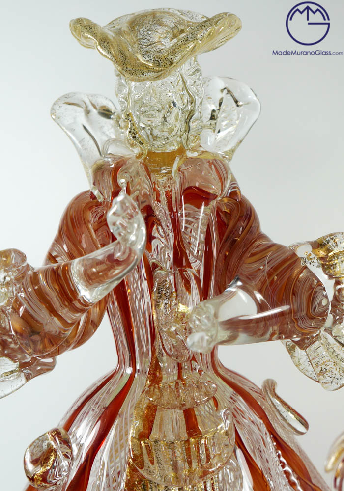 Murano Glass Figurines - Dancers With “ZANFIRICO“ And Gold 24 Carats