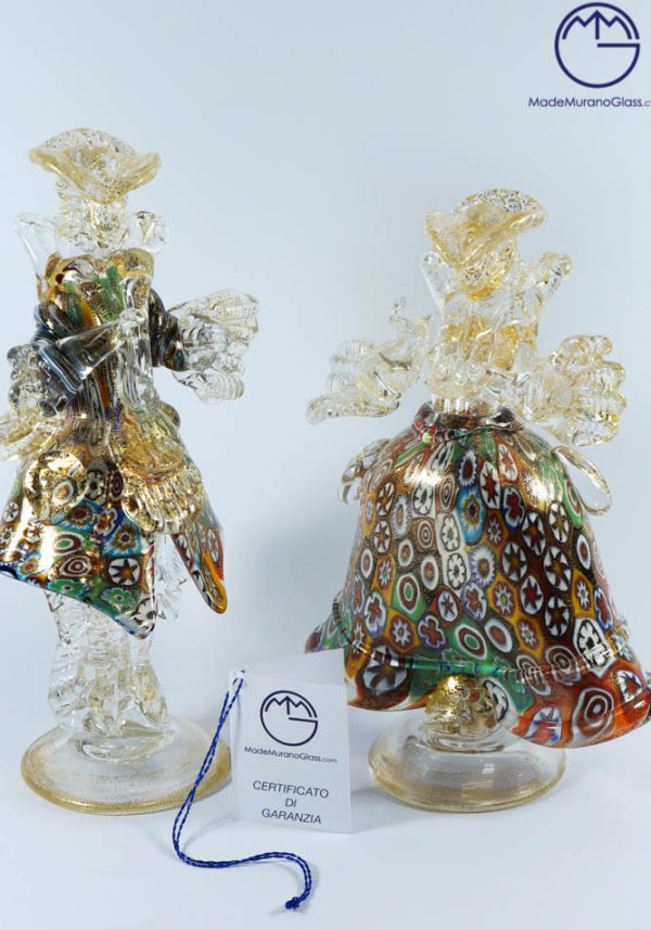 Murano Glass Figurines - Dancers With Murrina And Gold 24 Carats