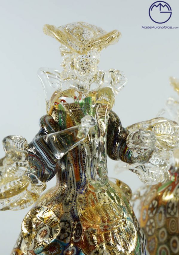 Murano Glass Figurines - Dancers With Murrina And Gold 24 Carats