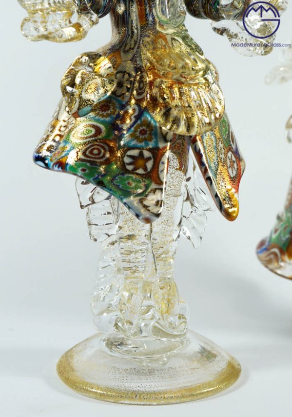 Murano Glass Figurines - Dancers With Murrina And Gold 24 Carats