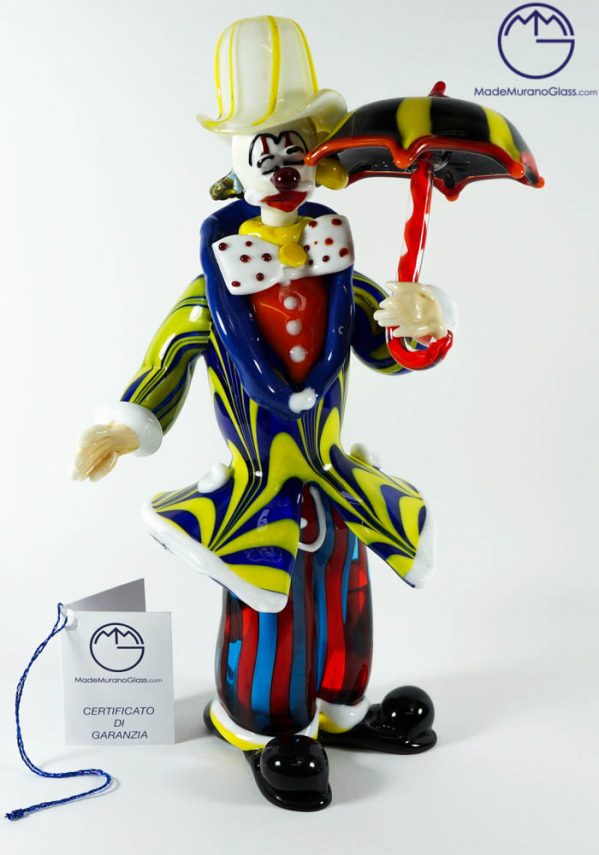 Murano Glass Clown With Umbrella - Venetian Glass