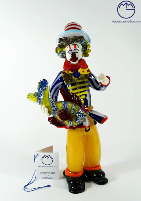 Murano Glass Clown With Fish - Murano Art