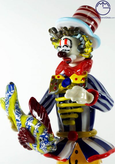 Murano Glass Clown With Fish - Murano Art