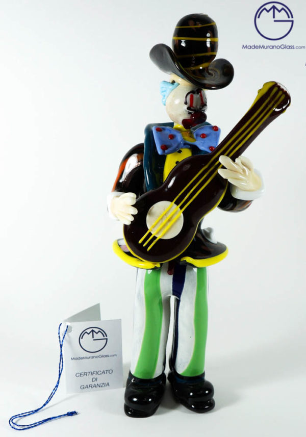 Murano Glass Clown With Guitar - Venetian Glass