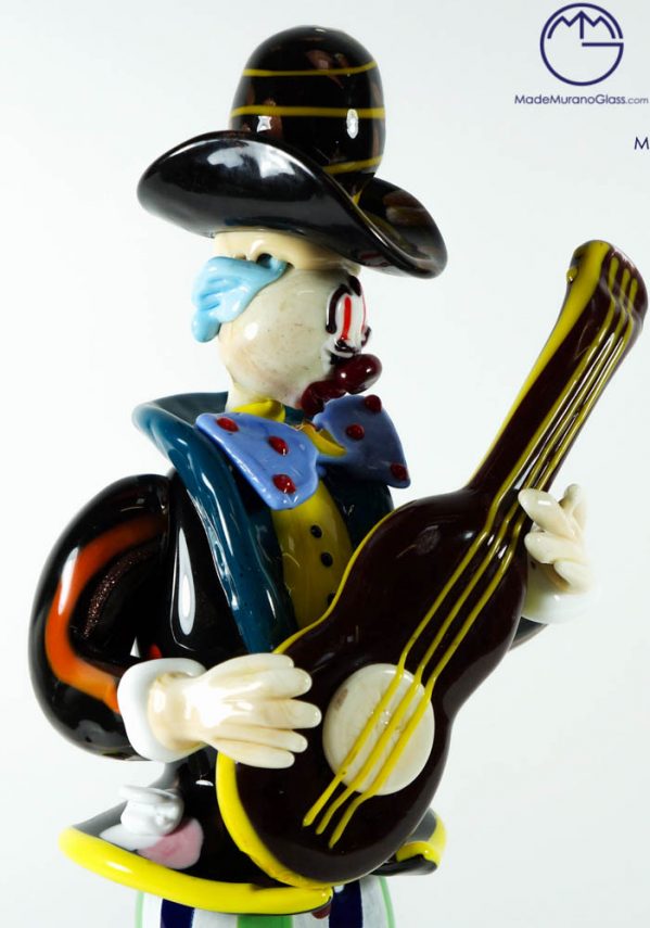 Murano Glass Clown With Guitar - Venetian Glass