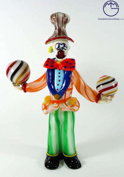 vt-9343-4 1 Stück mundgeblasene Clown aus Farbigen  Glas mit Geschenkbox 