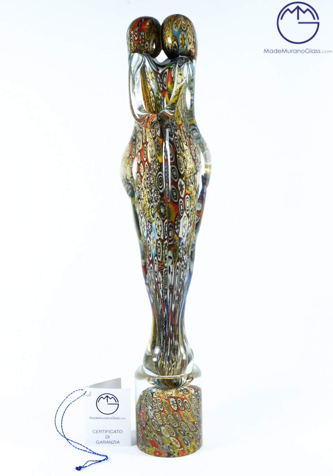 Murano Glass Figurines - Lovers With Murrina And Gold 24 Carats