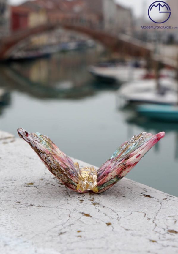 Murano Glass Animals - Butterfly With Murrina And Gold - Murano Art