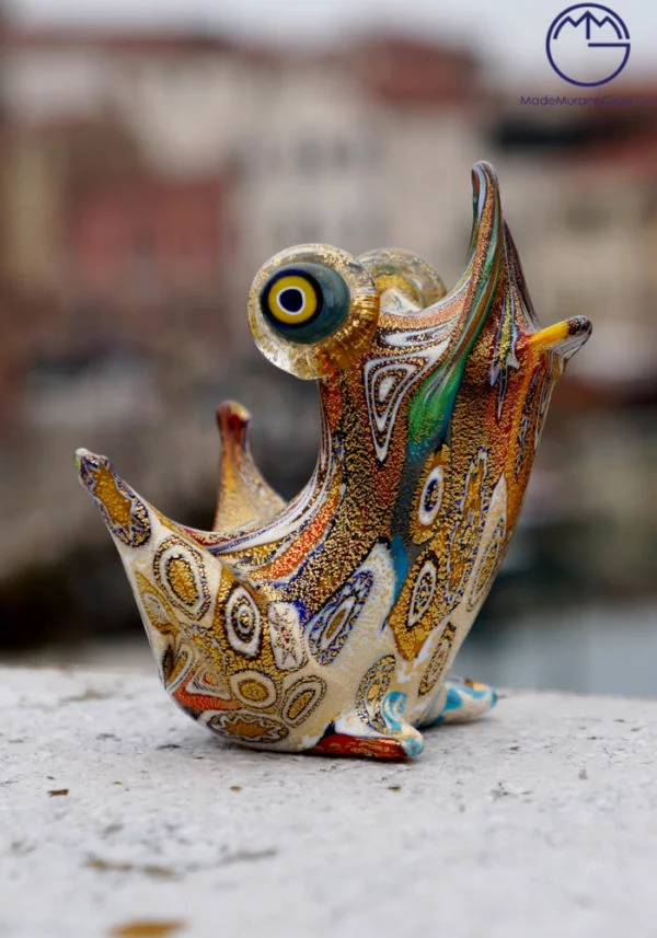 Murano Glass Animals - Frog With Murrina And Gold Leaf 24 Carats