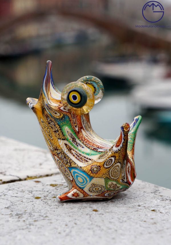 Murano Glass Animals - Frog With Murrina And Gold Leaf 24 Carats
