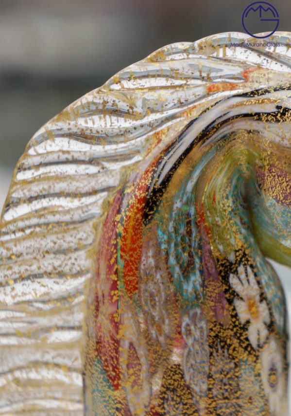 Collezione Animali Cavallo In Vetro Murano Con Murrina E Oro 24kt