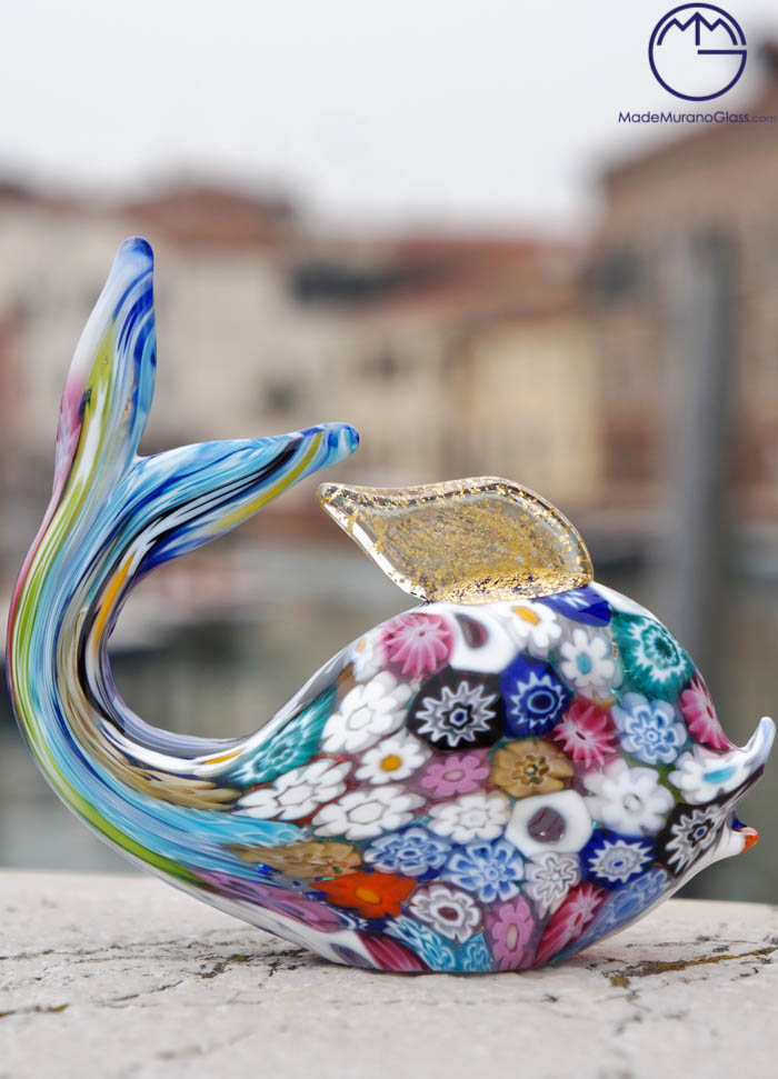Lollo - Murano Glass Fish With Murrina Millefiori 