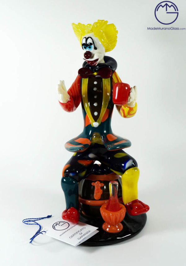 Murano Glass Clown With Flagon - Murano Art Glass