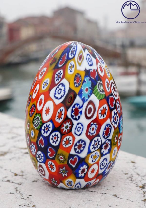 Egg 3" In Murano Glass With Murrina Millefiori