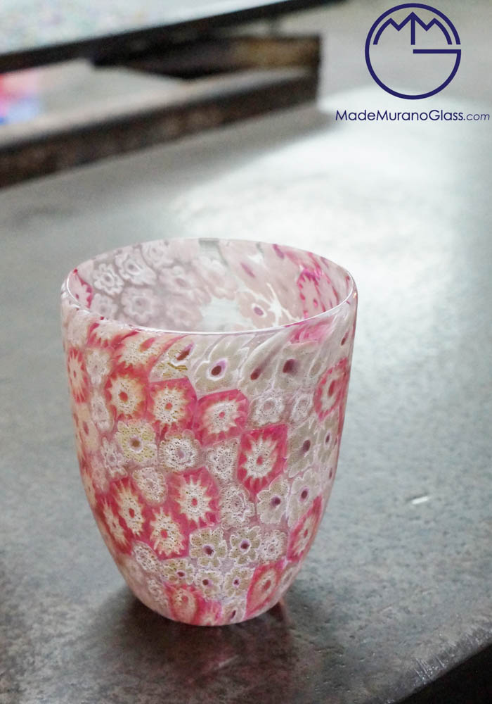 Set Of 2 Murano Drinking Glasses With Murrina Millefiori
