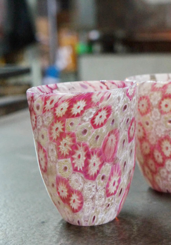 Set Of 2 Murano Drinking Glasses With Murrina Millefiori