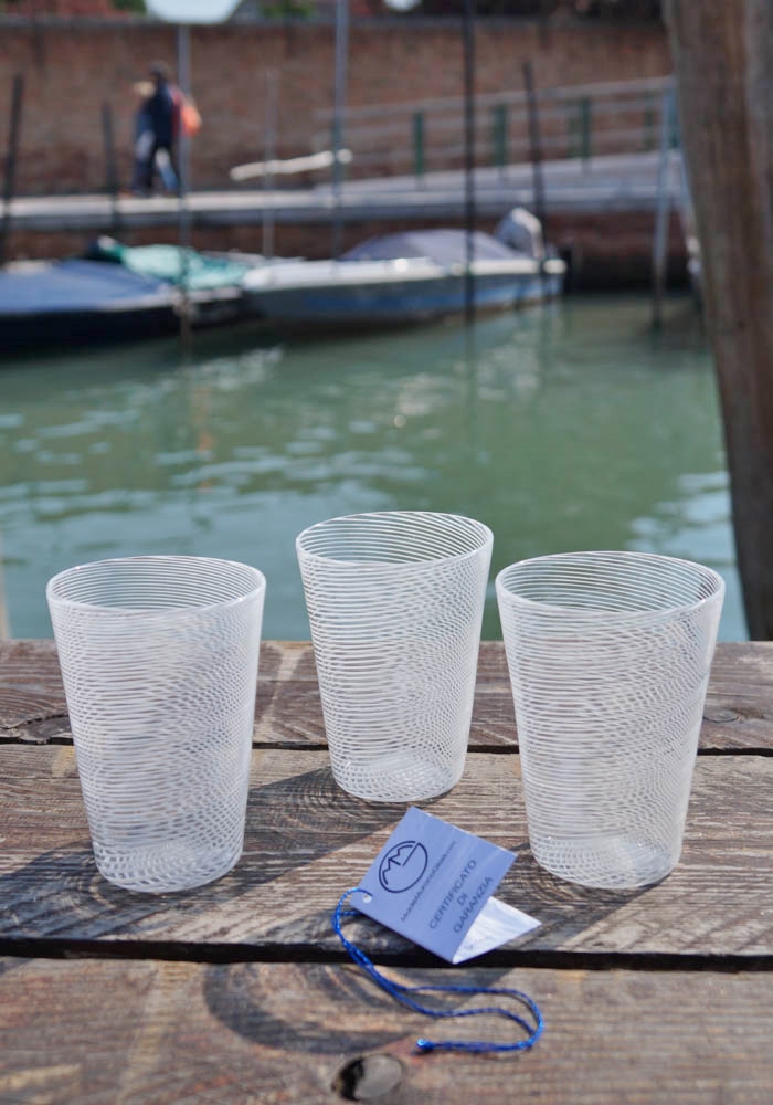 Set Of 3 Murano Drinking Glasses With Filigrana – Murano Art