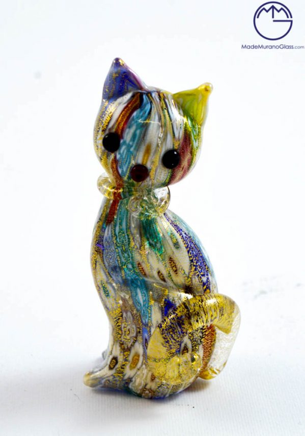 Bottiglia In Vetro Di Murano Collezione Murrina Foglia Oro - Made In Italy, Altezza 14 Cm