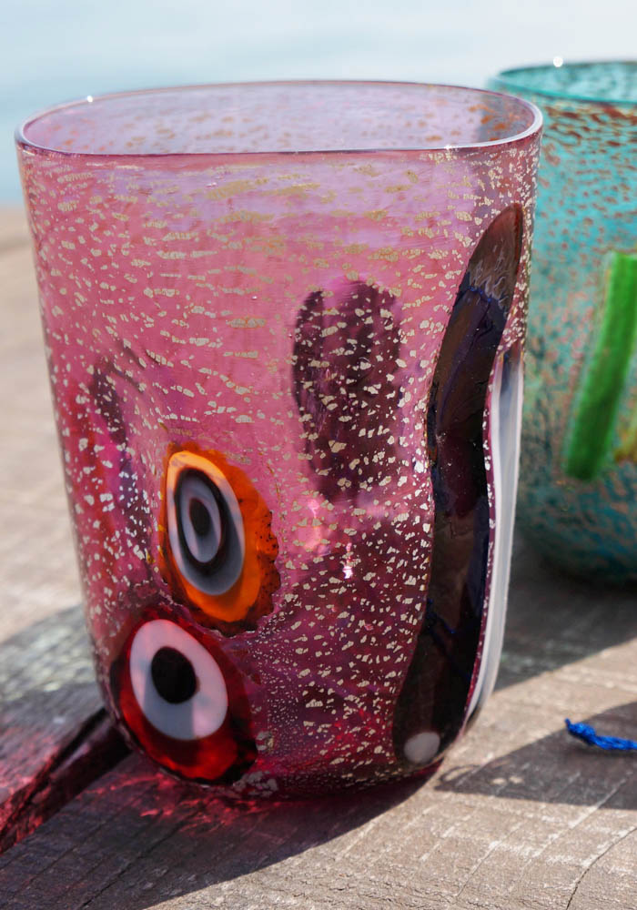 Belteo Multicolored Set Of Six Murano Drinking Glasses Made Murano