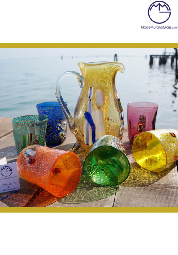 Bicchieri da Tavolo Set di Murano: Set di 6 Bicchieri - Millefiori - vetro  di Murano Originale