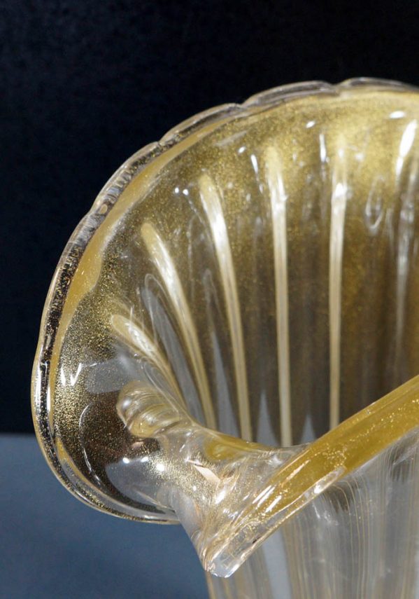 Venetian Glass Vase All Gold 24kt - Murano Art Glass - Murano Collection