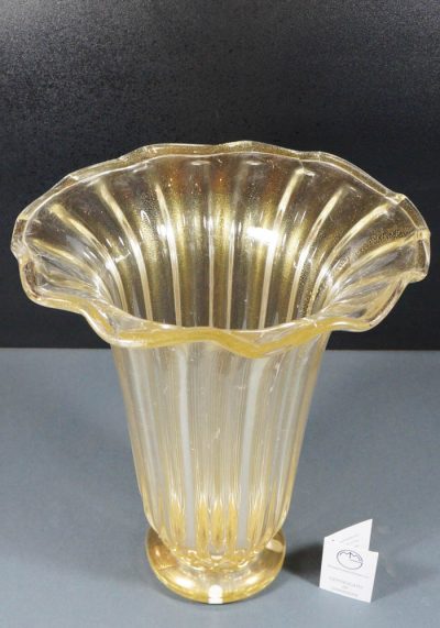 Venetian Glass Vase All Gold 24 Carats - Murano Glass - Murano Art