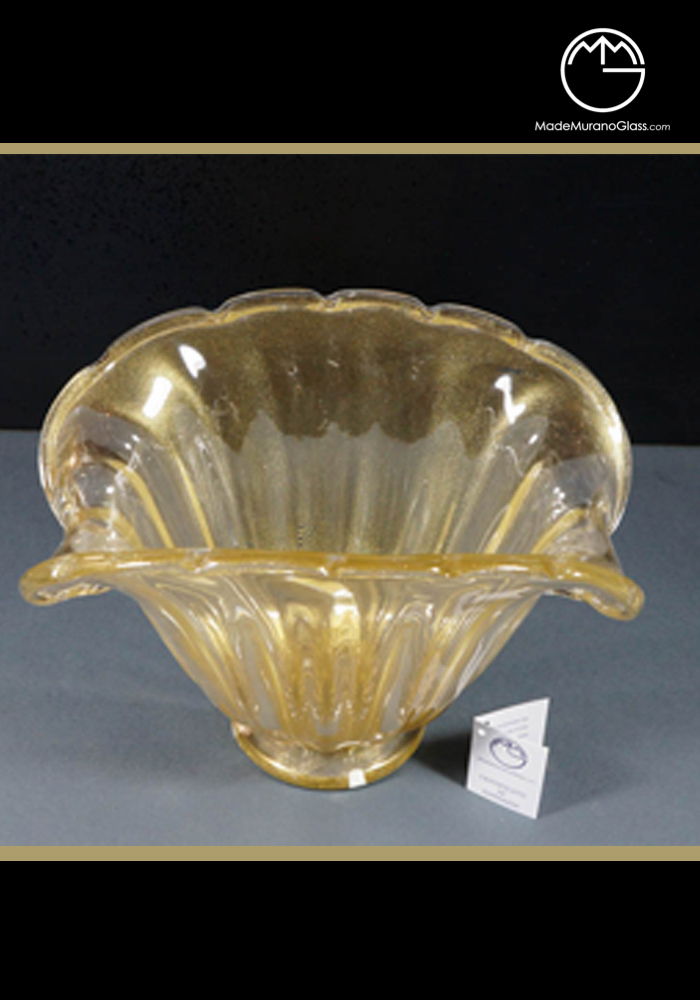 Murano Glass Bowl All Gold 24 Carats - Venetian Glass Vase - Murano Art