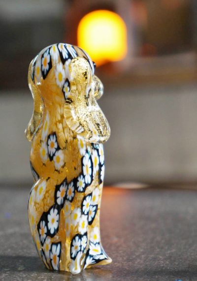 Murano Glass Animals Dog With Murrina And Gold - Murano Art -
