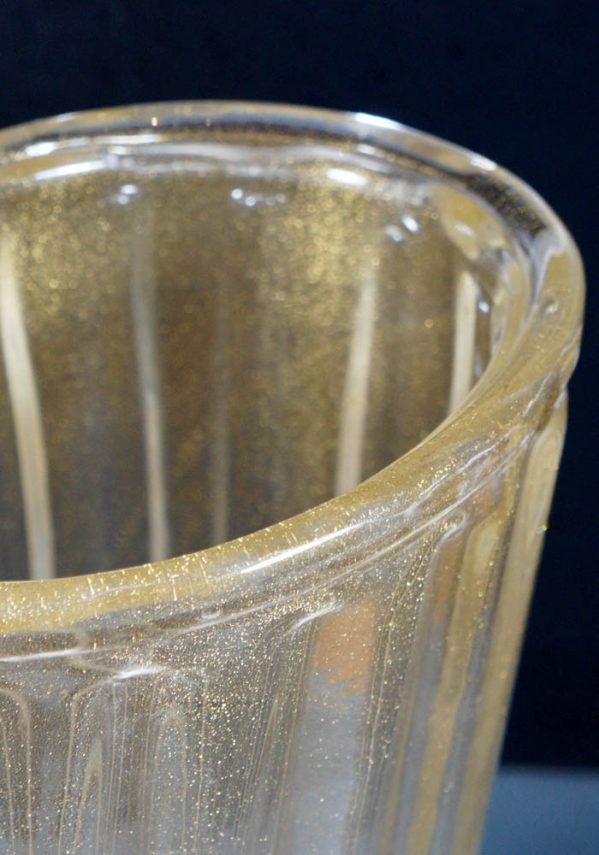 Venetian Glass Vase All Gold 24 Carats - Murano Art Glass - Murano Collection