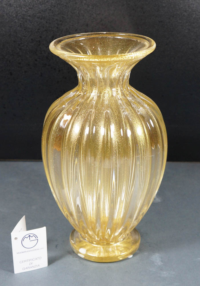 Venetian Glass Vase Gold Murano Glass - Murano - Made Murano