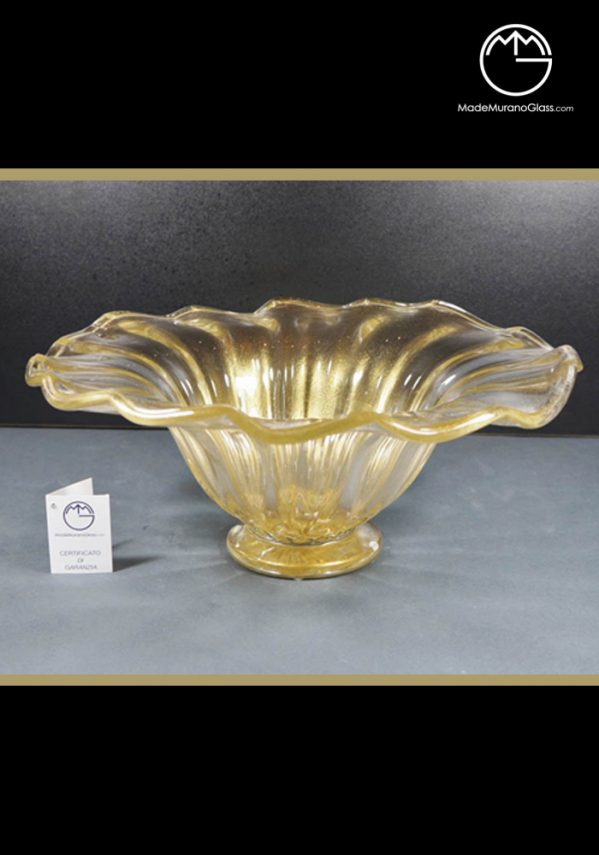 Murano Glass Bowl All Gold 24 Carats - Venetian Glass Vases - Murano Collection
